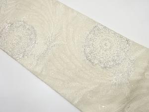 アンティーク　華紋に孔雀模様織り出し袋帯（着用可）